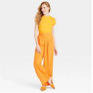 A New Day Women's High-Rise Wide Leg
Fluid Pants Orange Size 6